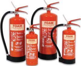 Foam spray fire extinguishers