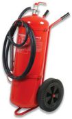 Powder wheeled trolly extinguisher